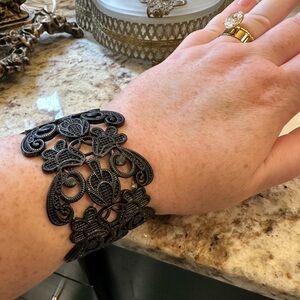 Elegant Black Lace Cuff Bracelet